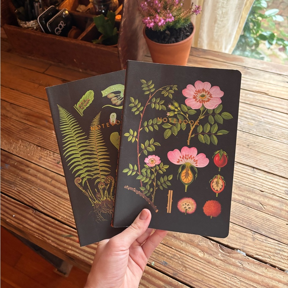 Set of Two Botanical Lined Notebooks